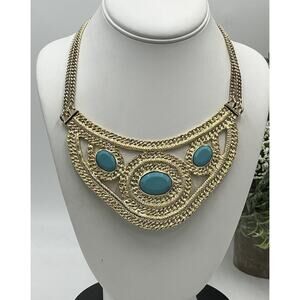 Wendy Williams Oval Shape Blue Turquoise Crescents 17"‎ Statement Necklace NWOT